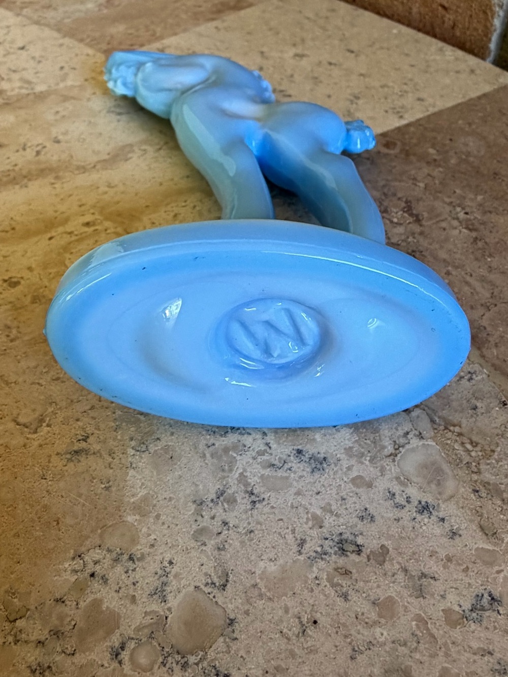 Mosser Blue Milk Glass Decorative Trojan Horse Pony Figurine - Picture 7 of 12